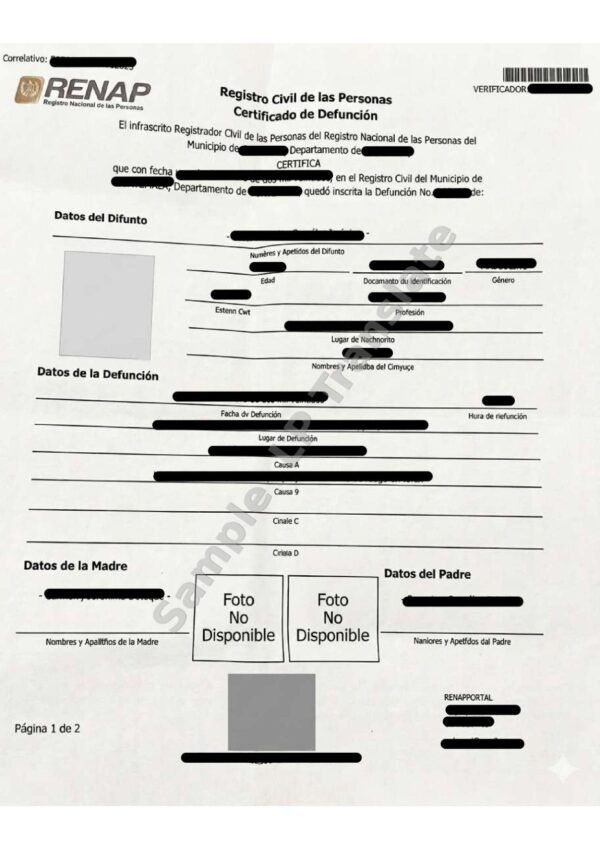 Death Certificate - Nicaragua #2