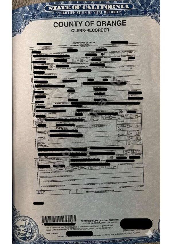 Death Certificate - USA