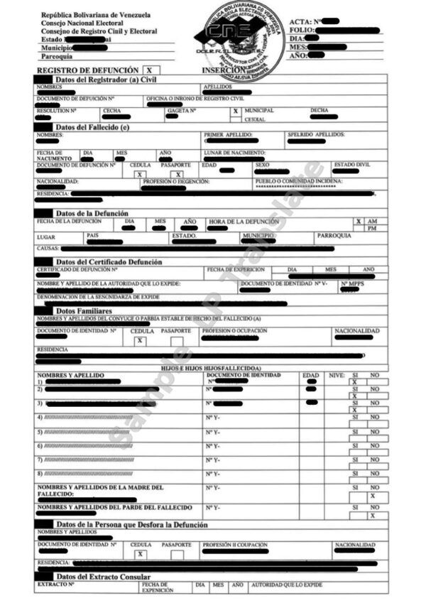 Death Certificate - Venezuela #1