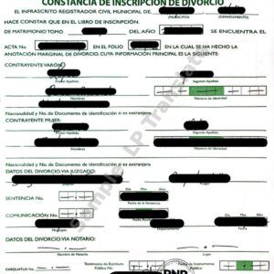 Divorce Certificate - Honduras