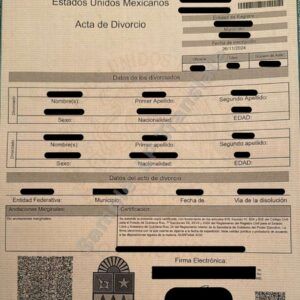 Divorce Certificate - Mexico #1