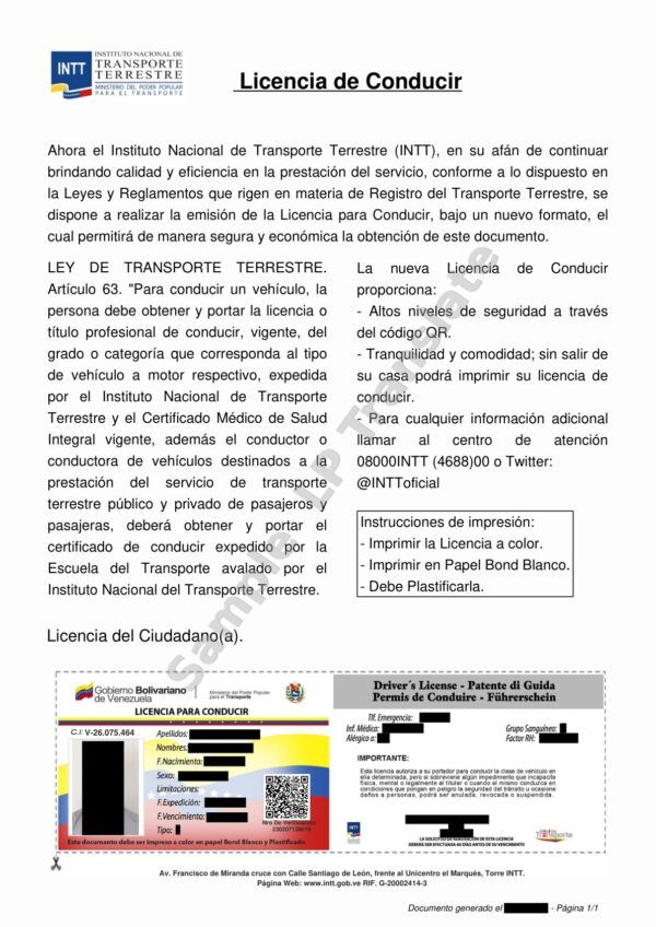 Driver#U00b4s License - Venezuela