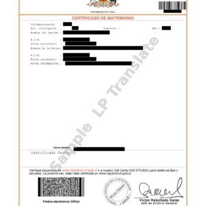Marriage Certificate - Chile
