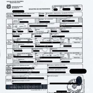 Marriage Certificate - Colombia #2