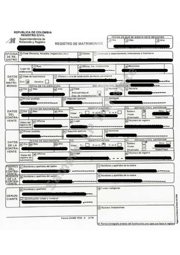 Marriage Certificate - Colombia #3