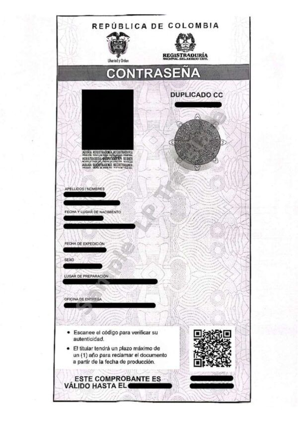 Temporary ID - Colombia